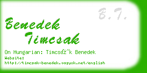 benedek timcsak business card